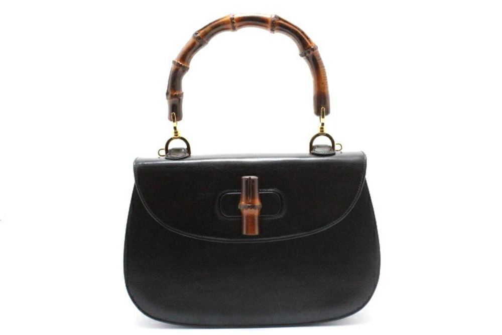 Gucci Bamboo Shoulder Bag Leather Black